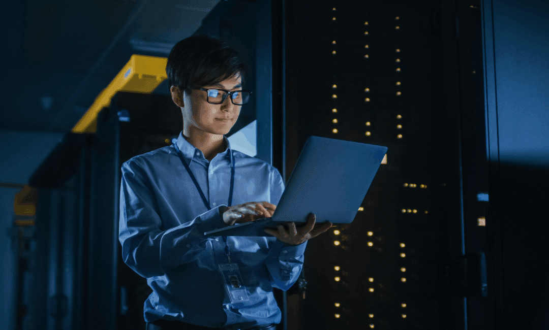 IT professionals learning cybersecurity fundamentals with digital security icons